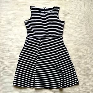 Talbots Striped Sleeveless Skater Dress Fit and Flare Nautical Classic Large